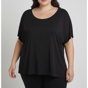 Talbots Woman Black Rayon Linen Scoop Neck Dolman Sleeve Top Plus Size 2X